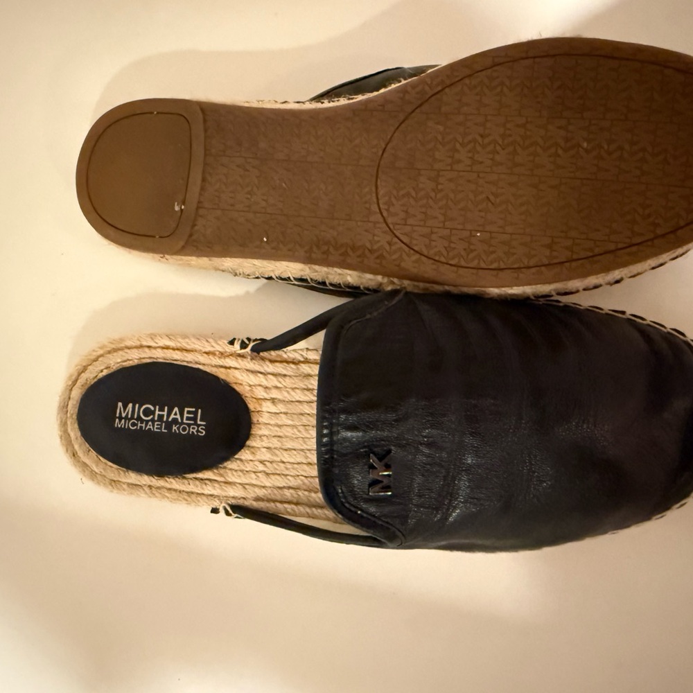 Michael Kors Black Leather Espadrilles